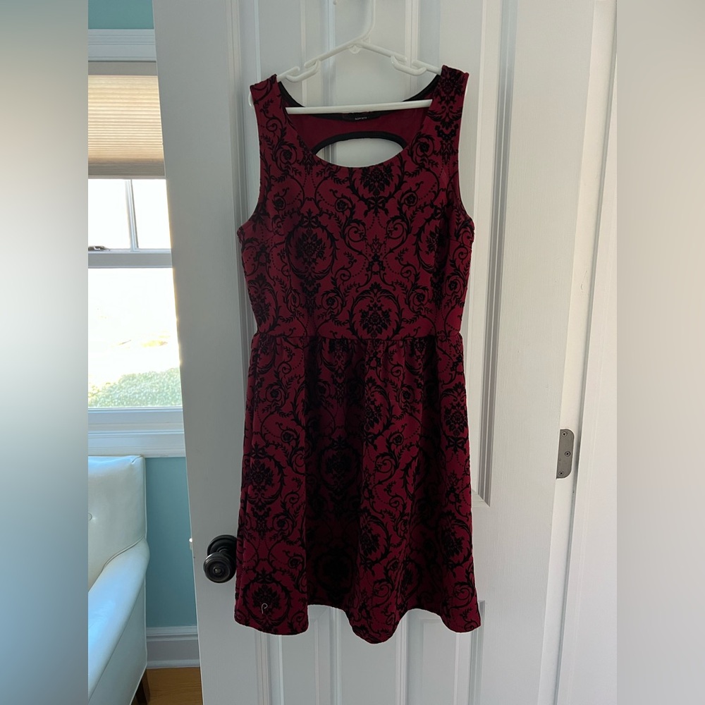 Red black velvety dress